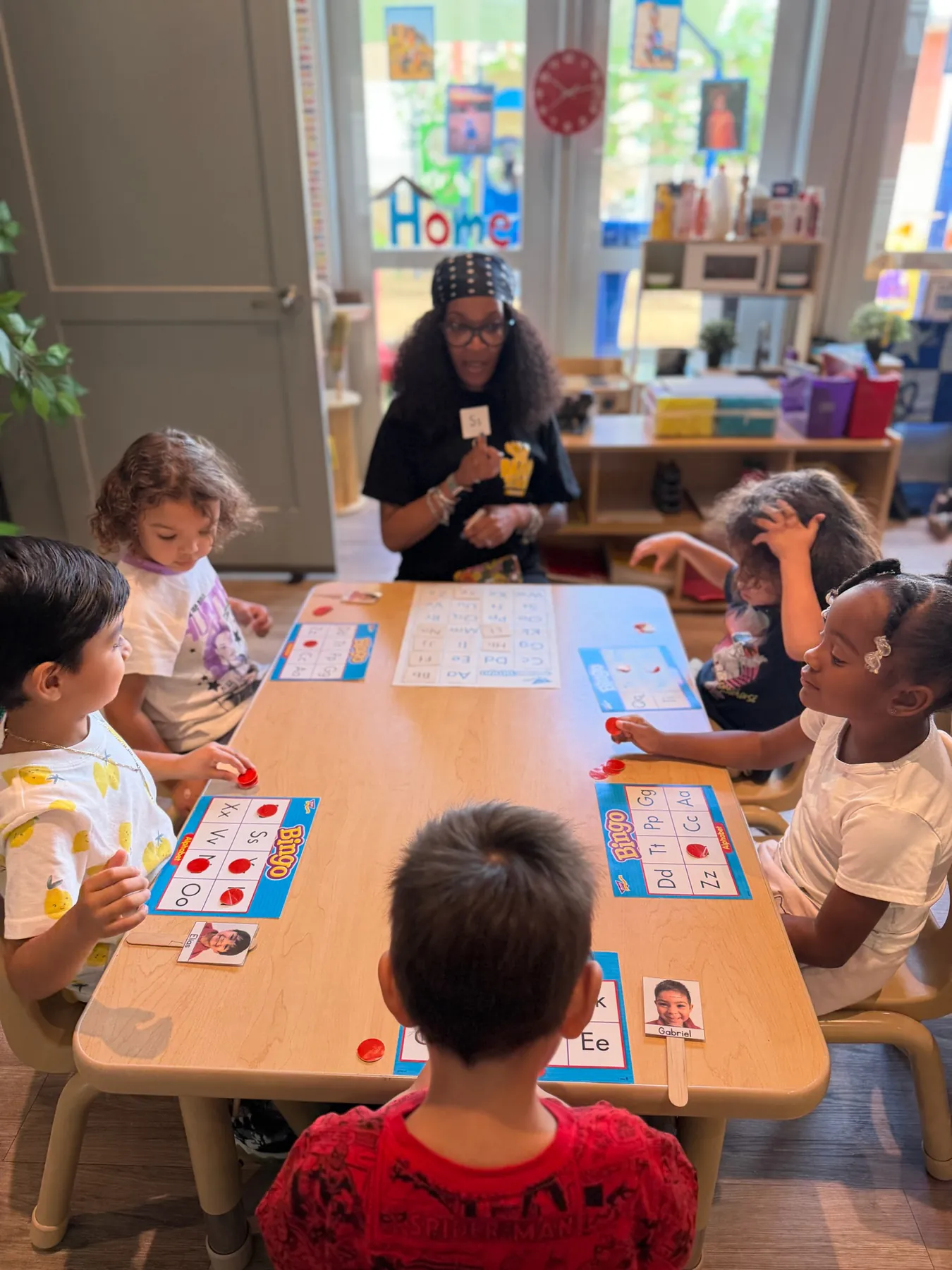 Children learning together in a bright, clean classroom
