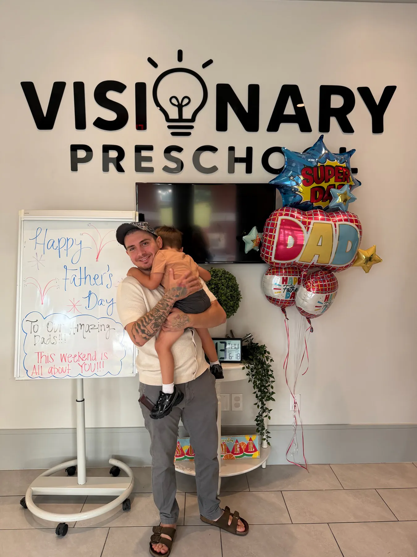 Family celebrating their connection with Visionary Preschool